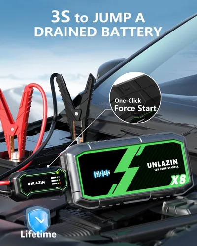 Miniatura 2 de X8 Arrancador de Salto 8000A Arrancador de Batería Portátil con Arranque Forzado, Caja de Arranque de Coche de 12V y Amplificador de Batería