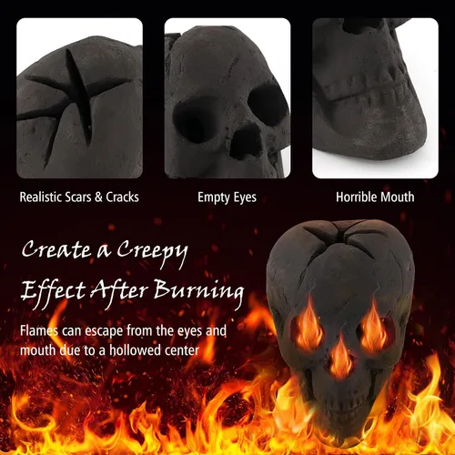 Miniatura 6 de Tangkula Calavera de cerámica para Halloween, calaveras humanas a prueba de fuego, reutilizables, con forma de calavera, decoración de Halloween