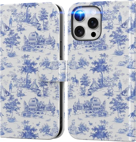 Miniatura 17 de DEENAKIN Funda tipo cartera para iPhone 15 con tarjetero + clip para efectivo, bloqueo RFID, protección contra caídas de grado militar y obras