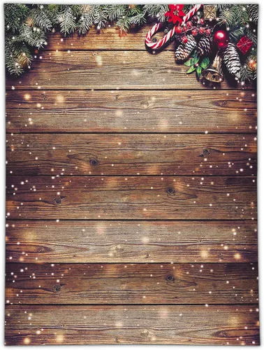Allenjoy Telón de fondo de pared de madera de copo de nieve con purpurina dorada de 6 x 8 ft, decoración de pared de madera rústica de granero