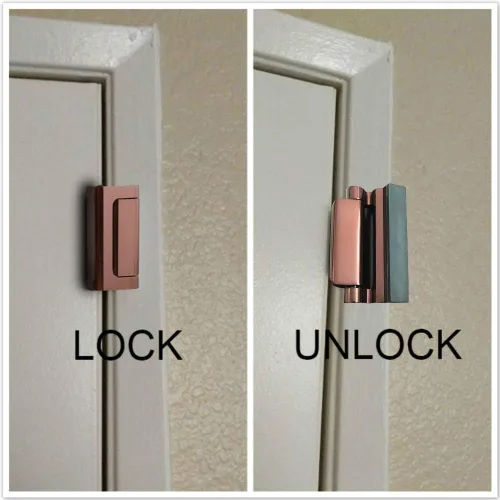 Miniatura 6 de Paquete de 2 cerraduras de refuerzo de puerta con 8 tornillos, cerradura de puerta de seguridad para el hogar para niños pequeños, cerradura
