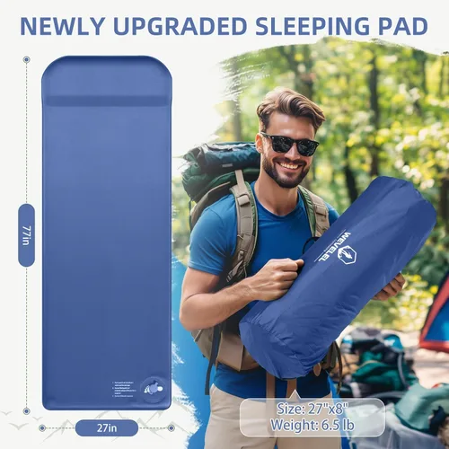 Miniatura 3 de Wevelel Memory Sleeping Pad, 3.1" Ultra-Thick Foam Sleeping Mats for Camping, Easy Inflate&Deflate,9.5 R-Value Insulated Camping Mattress Pad with