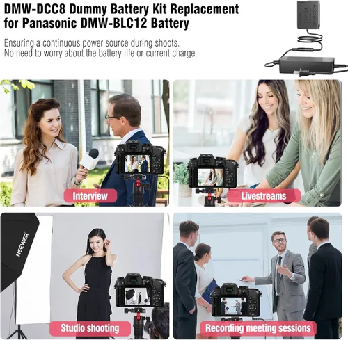 Miniatura 2 de F1TP DMW-AC10 DMW-DCC8 Adaptador de corriente de CA Batería simulada para cámaras Panasonic Lumix DMC-G5 G6 G7 GX8 G80 G81 G85 GH2 GH2K FZ200 FZ300