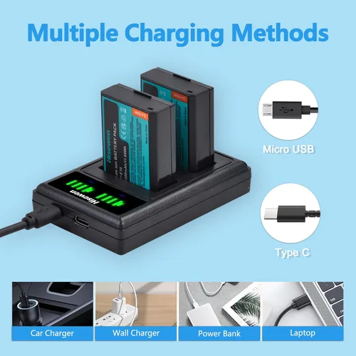 Miniatura 5 de LP-E10 - Paquete de 2 baterías de 1600 mAh y cargador dual para Canon EOS Rebel T7 T6 T5 T3 T100 Kiss X90 X80 X70 X50 1100D 1200D 1300D 1500D 2000D