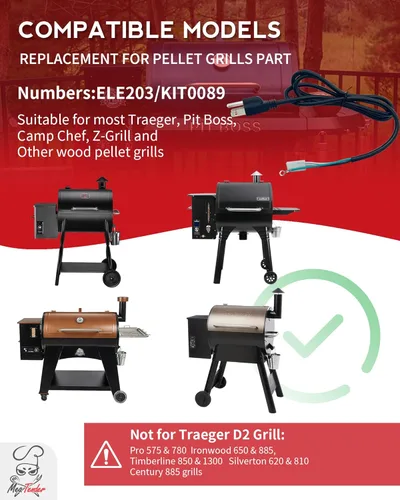 Miniatura 2 de Cable de alimentación de CA de repuesto de 6 pies para parrilla de pellets y ahumador se adapta a Traeger, Pit Boss, Camp Chef, Z-Grills 3