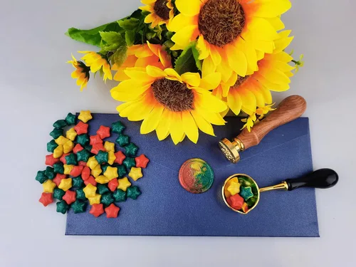 Miniatura 3 de 300 cuentas de cera de sellado de estrella de la suerte, cuentas de sello de cera flash PORXFLY para sello de sellado, ideal para invitaciones