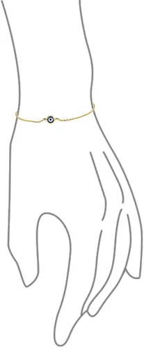 Miniatura 3 de Pulsera simple minimalista de oro amarillo real de 14 quilates con amuleto de protección azul pequeño con dije de mal de ojo para adolescentes