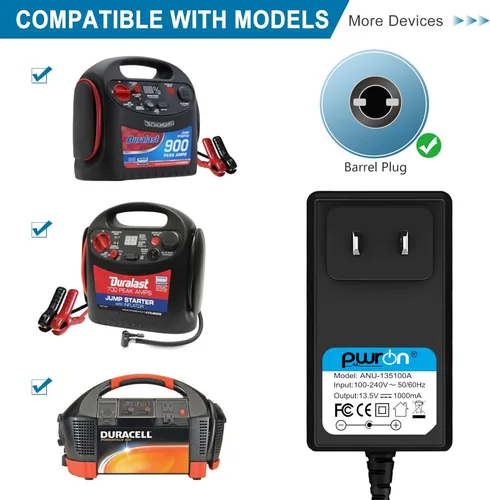 Miniatura 4 de Adaptador de CA y CC de 6.6 pies compatible con Duralast Gold BP-DLG BPDLG 700 AMP 900 Amp BP-DL900 Peak Jump Starter Battery Jumper, para Duracell