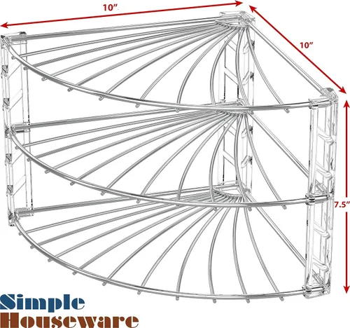 Miniatura 4 de Simple Houseware Organizador de Estante de Esquina de Mostrador de 3 Niveles, Cromado Cromo