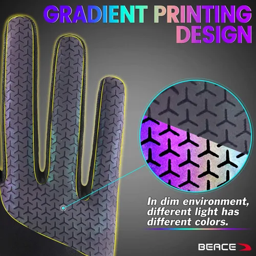 Miniatura 2 de BEACE Guantes de ciclismo, guantes de ciclismo para mujer (brillo nocturno colorido) con pantalla táctil, guantes de entrenamiento de dedo completo