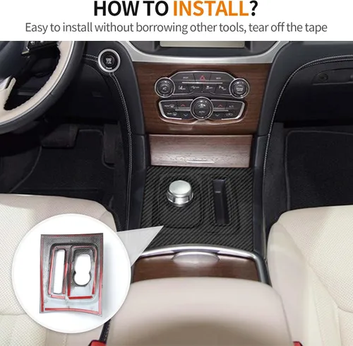 Miniatura 6 de RT-TCZ Para Chrysler 300C Cambio de engranajes Panel Trim Cubierta Compatible con Chrysler 300/300C 2015 Up Fibra de Carbono Interior Accesorios