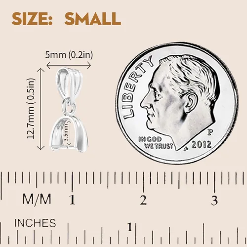 Miniatura 2 de OHINGLT Bails de Pellizco de Plata de Ley 925 para Fabricación de Joyas – Conectores de Cierre de Colgante, Bail de Clip para Collar, Cierres de 4