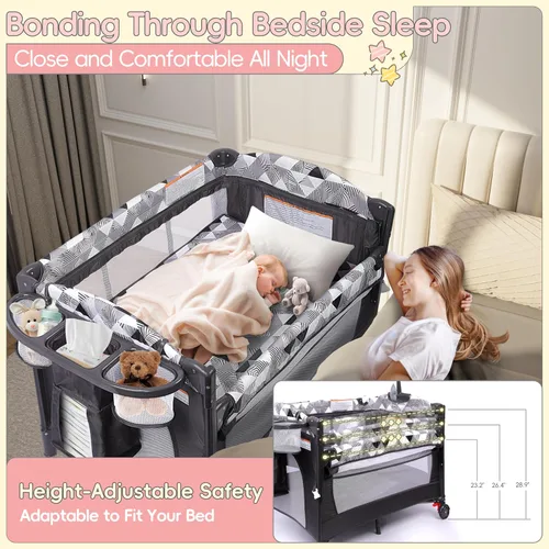 Miniatura 2 de Xilingol Moisés de bebé 5 en 1 junto a la cama, corralito portátil con mesa cambiadora, cuna de bebé con bolsa de transporte, moisés de colecho que