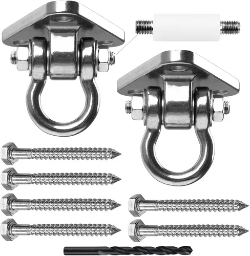 Juego de 2 ganchos de columpio de acero inoxidable 304 de alta resistencia, capacidad de 1500 libras, accesorios de 180° para yoga, porche, Estilo 3