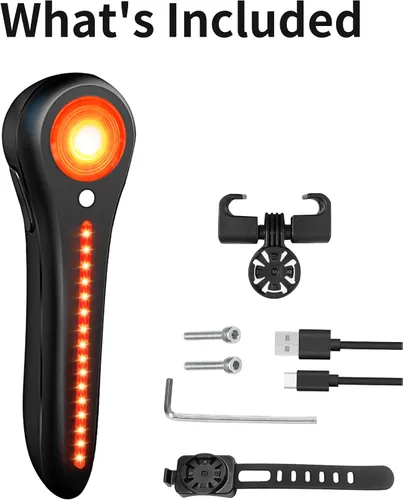 Miniatura 9 de DARKBEAM Luz trasera inteligente para bicicleta, con sensor de freno/luz, recargable USB-C, IP64 impermeable, 5 modos de luz, luz trasera