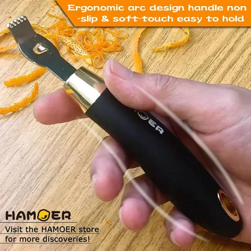 Miniatura 5 de Zester Rallador y cuchillo de canal, juego de herramientas de barra de cocina para queso parmesano, limón, ajo, nuez moscada, chocolate, cítricos