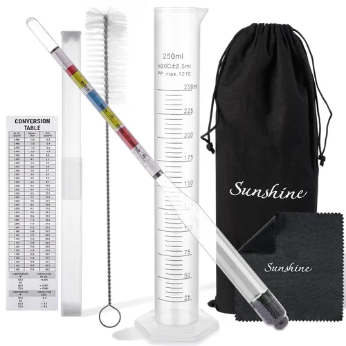 Juego de hidrómetro, para aguamiel, vino, kombucha y cerveza casera, accesorios para probador de alcohol, kit completo para probador Abv de gravedad