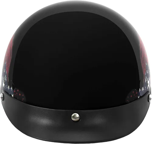 Miniatura 3 de VCAN Cruiser - Casco de motocicleta sólido, cobertura de media cara Bandera negra brillante