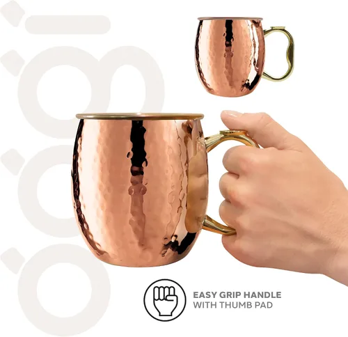 Miniatura 5 de Oggi Taza de mula chapada en cobre martillado de Moscú con mango EZ-Grip, 18 onzas