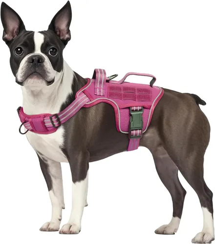 Miniatura 24 de Arnés para perros grandes resistente, arnés táctico sin tirones para perro con sistema Molle, chaleco para perro de servicio fácil de poner y Negro