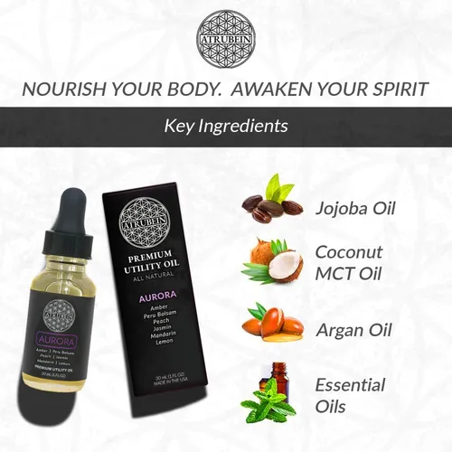Miniatura 2 de Aceite de utilidad Aurora Premium - Para Mujer - Mandarina, Limón, Melocotón, Jazmín, Ámbar y Bálsamo de Perú - Mezcla nutritiva radiante
