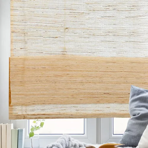 Miniatura 11 de Persianas de Bambú Opacas sin Cordón para Ventanas, Persianas Romanas de Filtrado de Luz con Cenefa de 6 Pulgadas de Alto, con Forro Oscurecedor