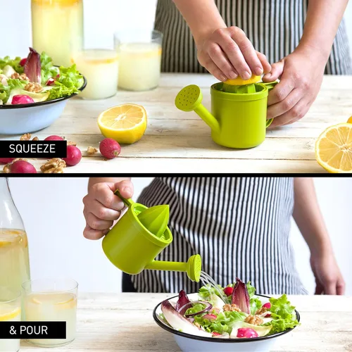 Miniatura 6 de Peleg Design Lemoniere - Exprimidor manual en forma de regadera original, exprimidor de plástico verde con vertedor para jugo de limón o cítricos