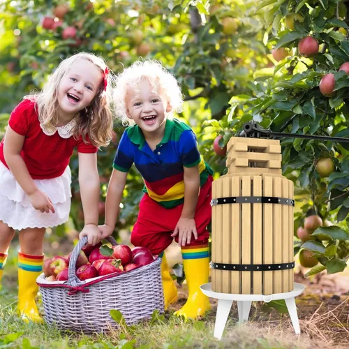 Miniatura 6 de SQUEEZE master Prensa de Frutas de 4.75 galones/18 litros, cesta de madera maciza, prensa de vino, exprimidor tradicional vintage, 6 bloques de Negro