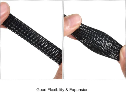 Miniatura 3 de Boao Funda trenzada expandible de PET de 50 pies, funda trenzada de telar de alambre con 127 tubos retráctiles para audio, video y otros