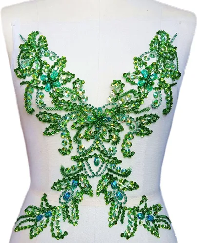 Miniatura 12 de Parche de cristal único hecho a mano cosido en piedras de lentejuelas de 15.3 x 11.4 pulgadas, accesorio para vestido, cristal de costura para Blanco