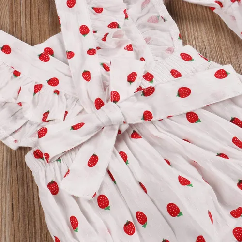 Miniatura 5 de Mameluco con volantes para niña recién nacida con diadema, ropa de verano