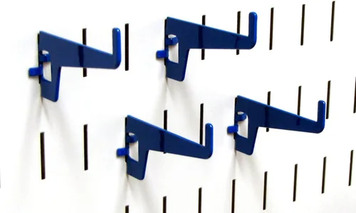Miniatura 4 de Wall Control Ganchos de metal azul (paquete de 2) – Capacidad de 35 libras, estilo moderno, ranurados, resistentes a la corrosión, para montaje