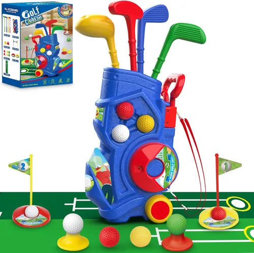 Letapapa Juego de golf para niños pequeños, palos de golf mejorados para niños con alfombrilla de putting, juguetes para niños de 3, 4, 5+ años de