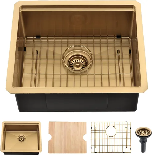 Miniatura 22 de Fregadero de barra de montaje inferior negro de 21 pulgadas, fregadero pequeño de barra húmeda de 21 x 18 pulgadas, estación de trabajo, fregadero