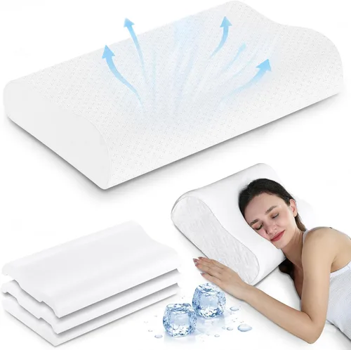 Miniatura 11 de Elviros Almohadas de espuma viscoelástica para aliviar el dolor de cuello, almohada ortopédica ergonómica de altura ajustable para dormir, almohada