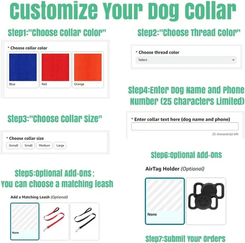 Miniatura 5 de Collares de perro personalizados con nombre y número de teléfono, tamaño S ajustable para niños pequeños, niñas, perros, collar reflectante