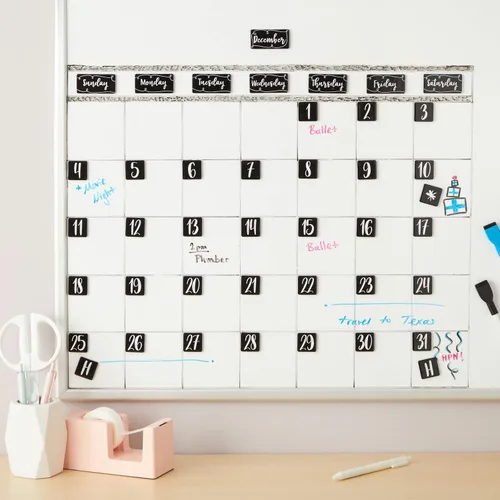 Miniatura 3 de Juvale Números magnéticos para calendario de pizarra blanca, color negro, 50 piezas, imanes de números de calendario y días y meses magnéticos