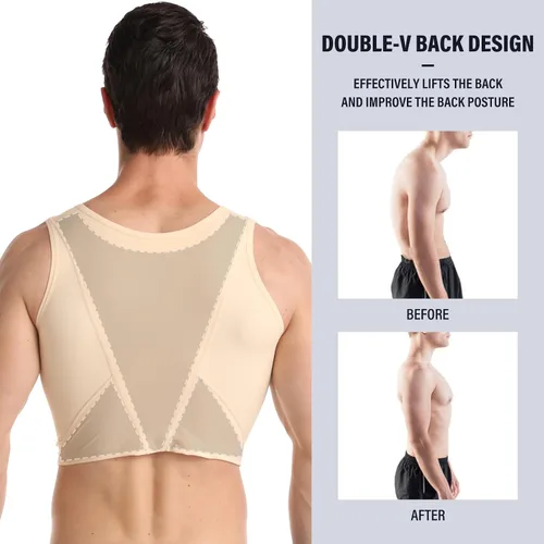 Miniatura 4 de Chaleco de corsé de ginecomastia para hombre, ajustable, de compresión, para ocultar los Moobs