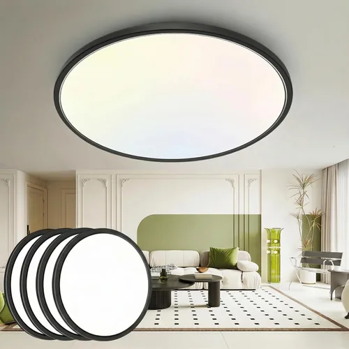 Miniatura 11 de hepside Paquete de 1 lámpara de techo LED de montaje empotrado, color negro, 12 pulgadas, 28 W, regulable 3000K-4500K-6000K, lámpara de techo de 3