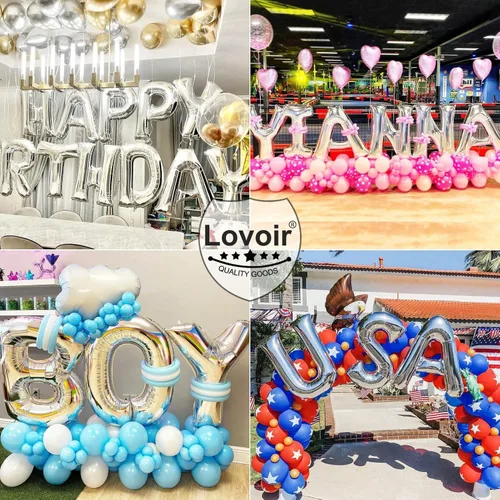 Miniatura 4 de Lovoir Globos grandes de 40 pulgadas con la letra G de color plateado de gran tamaño, globo de helio de aluminio de Mylar para fiesta de cumpleaños
