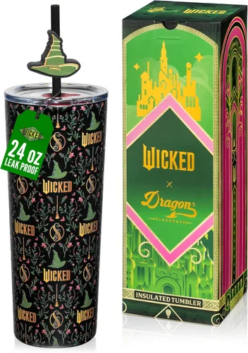 Miniatura 13 de Dragon Glassware x Barbie - Vaso térmico aislado al vacío con tapa y pajilla, vaso térmico de acero inoxidable de 24 onzas con 2 pajillas, vaso