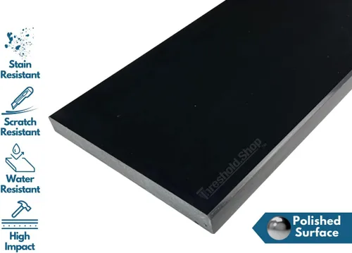 Miniatura 2 de Borde de ducha de 60 pulgadas Umbral de mármol de ingeniería súper negro para sistemas de bandeja de ducha Schluter Kerdi y azulejos Redi