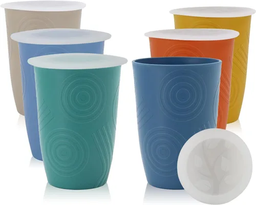 Miniatura 15 de Homienly Juego de vasos apilables con popote de trigo inastillable, vasos de cocina irrompibles para niños y adultos, reutilizables, aptos para 8