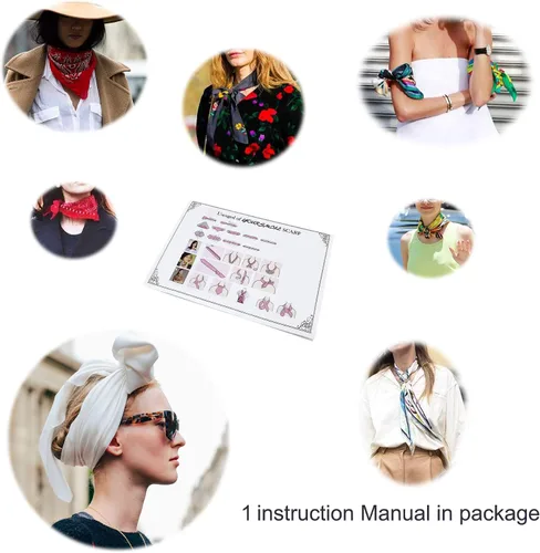 Miniatura 6 de YOUR SMILE - Bufanda de seda para mujer, diseño de moda y color sólido, cuadrada grande, satinada, para la cabeza