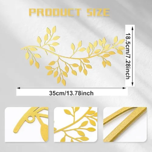 Miniatura 2 de Hotop 2 Piezas Decoración de Pared de Metal con Hojas de Árbol, Rama de Olivo con Vid, Arte de Pared de Hierro Forjado con Esculturas en Espiral