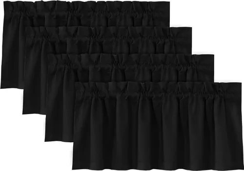 Miniatura 33 de H.VERSAILTEX Cenefas de cortina 100% opacas para ventanas, 2 paneles con aislamiento térmico, bolsillo para barra, pequeña cenefa corta para cocina