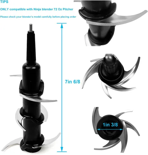 Miniatura 2 de Licuadora de repuesto de 6 cuchillas para jarra Ninja de 72 onzas, piezas de repuesto para Ninja NJ600 NJ602 BL610 BL700