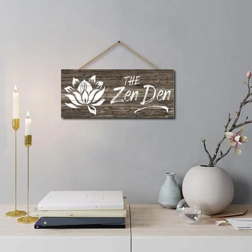 Miniatura 7 de 1 KINGO Letreros de casa de campo Zen Den: decoración rústica de estudio de yoga, decoración de habitación, impresión en lienzo de flor de loto