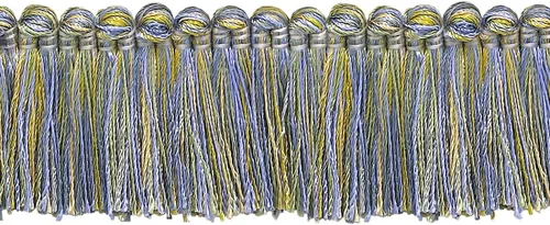 Miniatura 7 de DÉCOPRO Colección Imperial de 1 1/2" (3.5cm) Borde de flecos # 0150IB, rosa de verano #3549 (rosa claro, marfil blanco, verde azul) paquete de 5