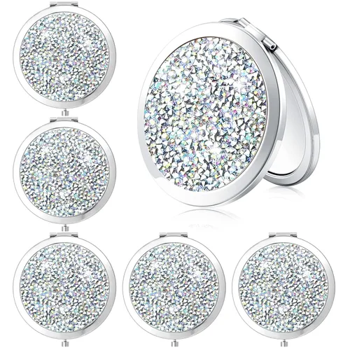 Miniatura 10 de Yulejo 6 piezas de espejo compacto a granel mini espejo de bolsillo para bolso, regalo de boda, maquillaje pequeño, cosmético de aumento portátil